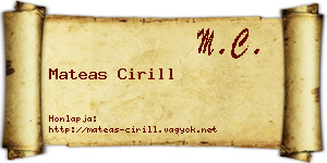 Mateas Cirill névjegykártya
